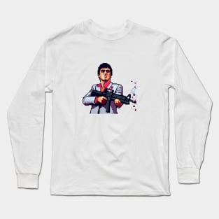 8 Bit Tony Montana artwork Long Sleeve T-Shirt